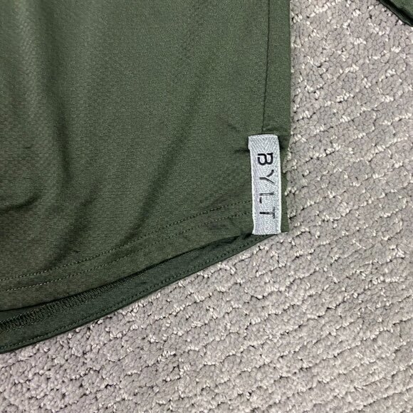 BYLT Premium Basics Hoodie Henley Men's Large Green Snaps Drop Cut Lux Hooded - Picture 4 of 11